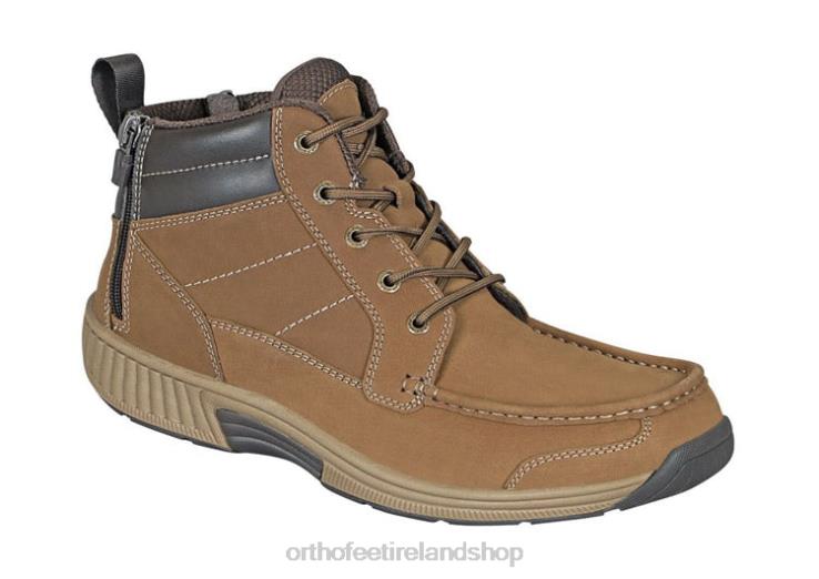 Men Orthofeet Ranger Zip Brown Boots JR622156