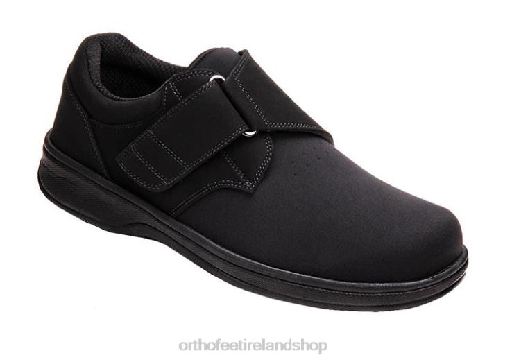 Men Orthofeet Bismarck Stretch Black Casual Shoes JR622176