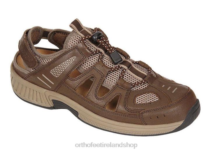 Men Orthofeet Alpine Heel Strap Brown Sandals JR622124