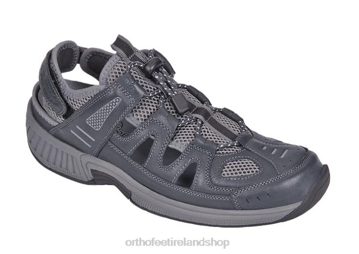 Men Orthofeet Alpine Heel Strap Gray Sandals JR622123