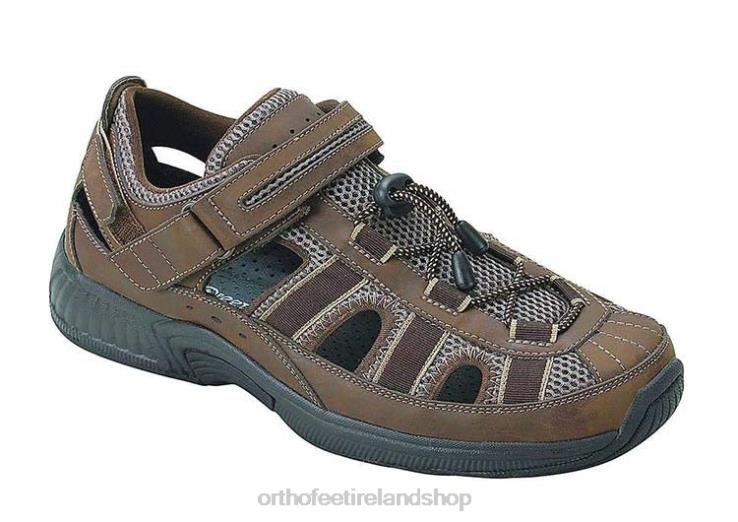 Men Orthofeet Clearwater Heel Strap Brown Sandals JR622125