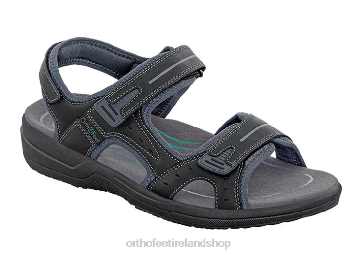 Men Orthofeet Gemini Black Sandals JR622120