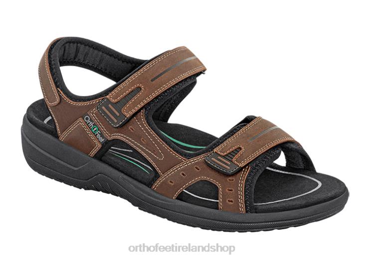 Men Orthofeet Gemini Brown Sandals JR622119