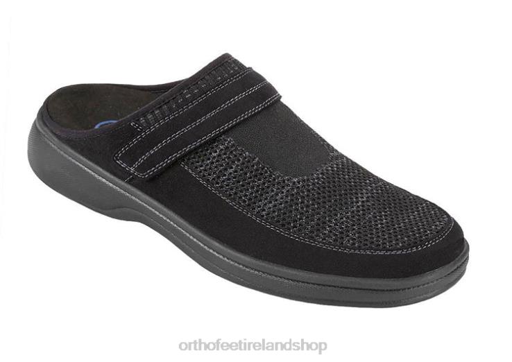 Men Orthofeet Hudson Stretch Knit Black Slippers JR622177