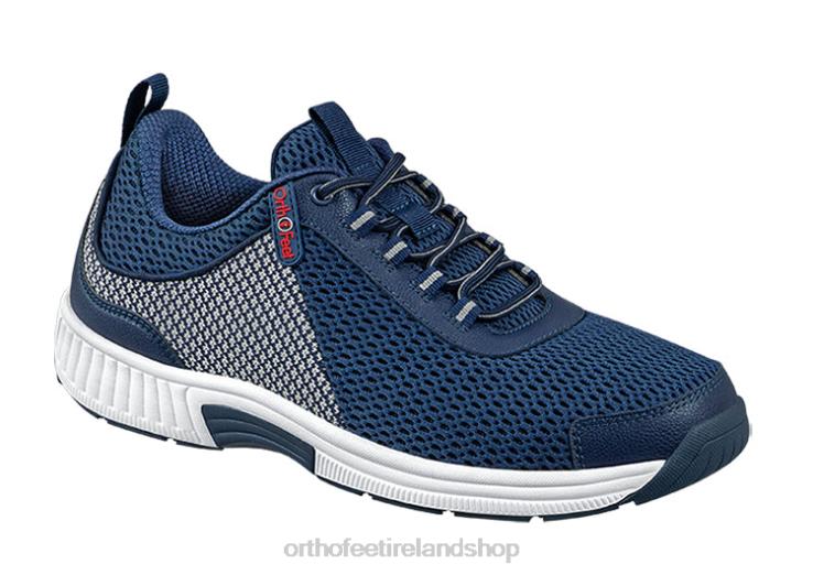 Men Orthofeet Edgewater Stretch Blue Sneakers JR622133