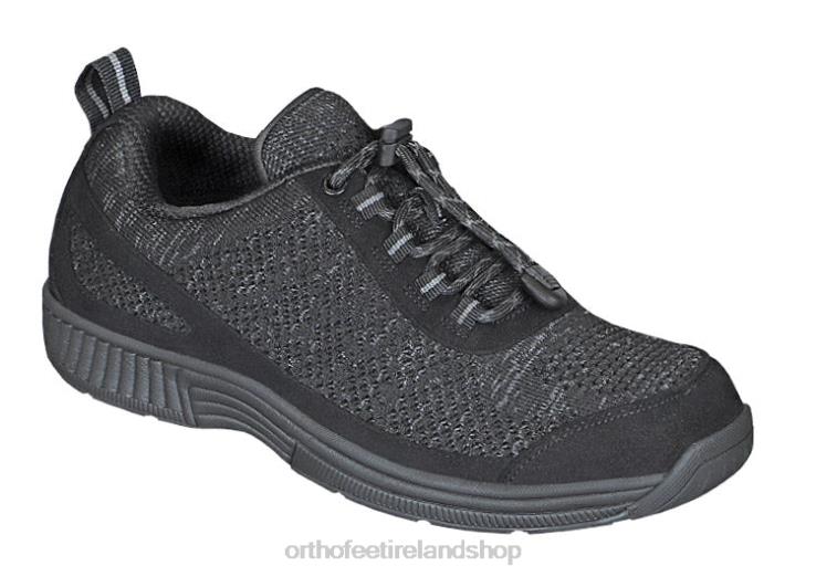 Men Orthofeet Lava No-Tie Black Sneakers JR622129