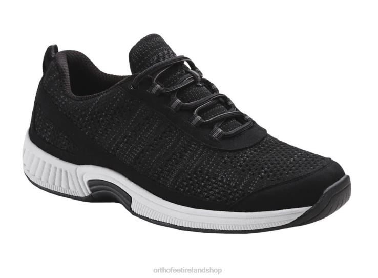 Men Orthofeet Lava Stretch Knit Black Sneakers JR622128