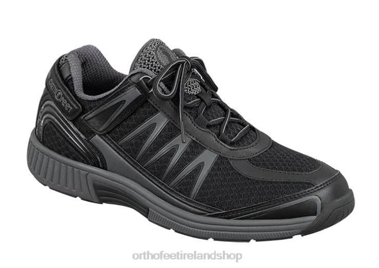 Men Orthofeet Sprint Tie-Less Black Sneakers JR622135