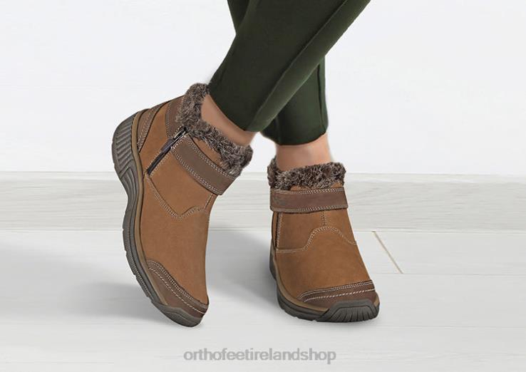 Women Orthofeet Siena Brown Boots JR62286