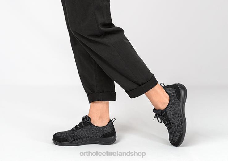 Women Orthofeet Palma Stretch Knit Black Casual Shoes JR622101