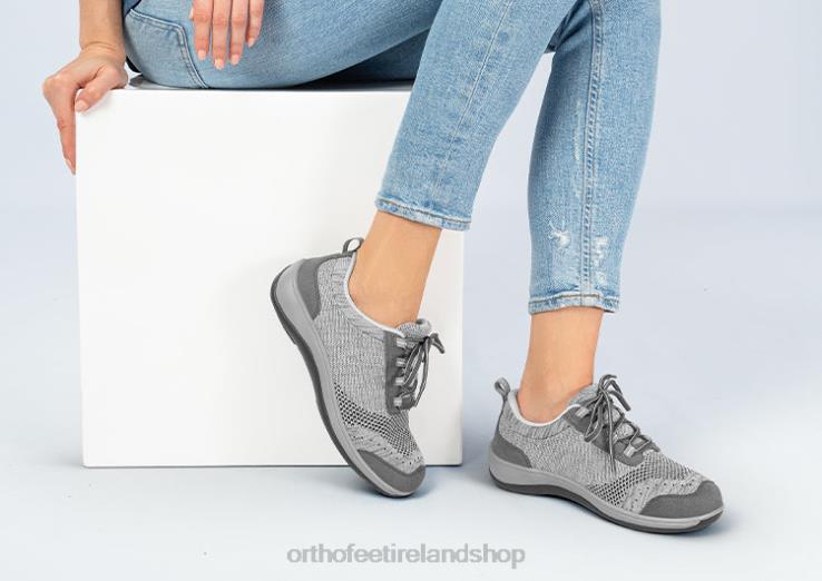 Women Orthofeet Palma Stretch Knit Gray Casual Shoes JR622102