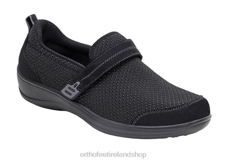 Women Orthofeet Quincy Stretch Black Casual Shoes JR622104