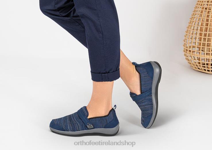 Women Orthofeet Quincy Stretch Blue Casual Shoes JR622105