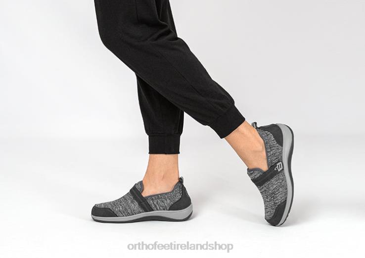 Women Orthofeet Quincy Stretch Gray Casual Shoes JR622106