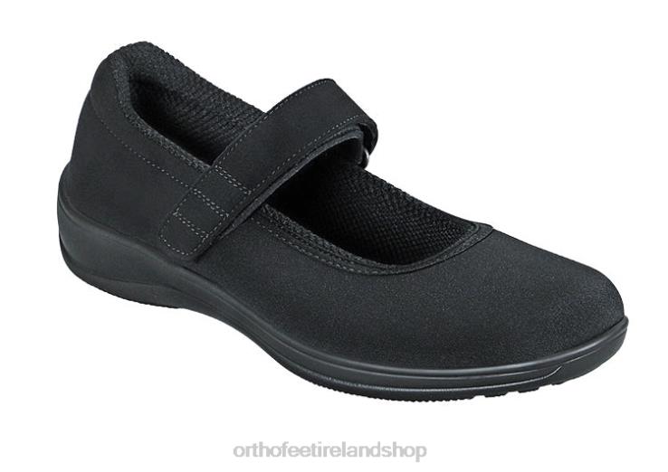 Women Orthofeet Springfield Stretch Black Casual Shoes JR622111