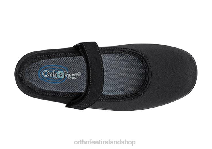 Women Orthofeet Springfield Stretch Black Casual Shoes JR622111