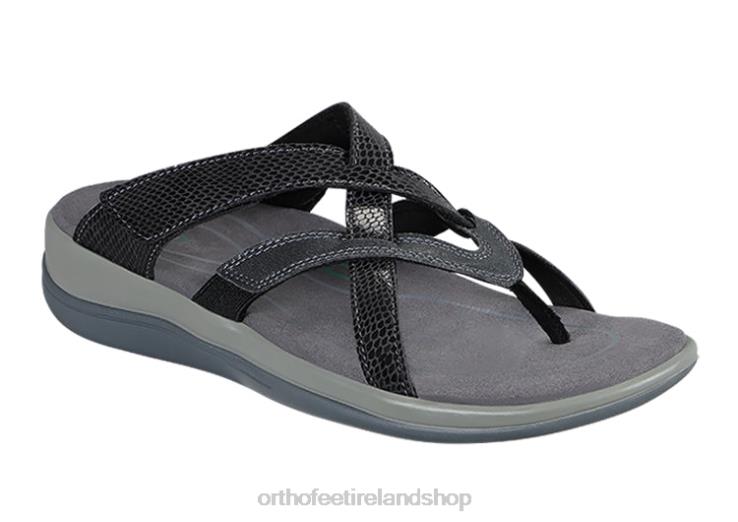 Women Orthofeet Clio Black Sandals JR62230