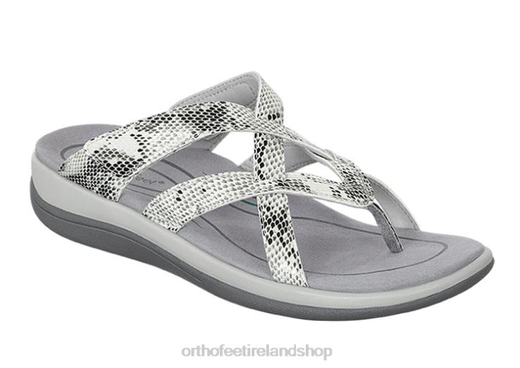 Women Orthofeet Clio White Snake Sandals JR62228
