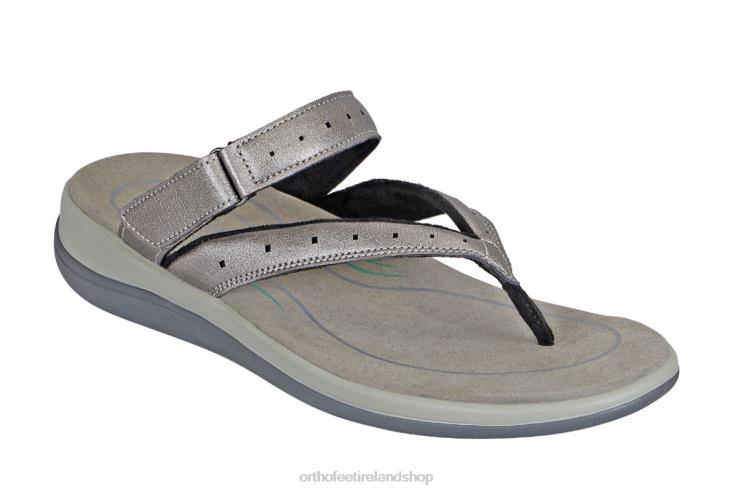 Women Orthofeet Gaya Pewter Sandals JR62225