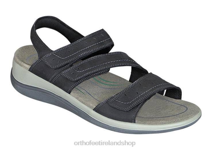 Women Orthofeet Naxos Two Way Strap Black Sandals JR62215
