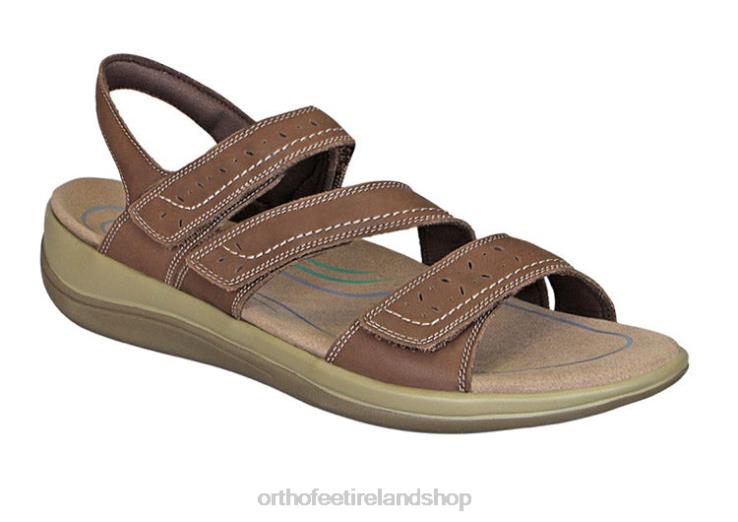 Women Orthofeet Naxos Two Way Strap Brown Sandals JR62214