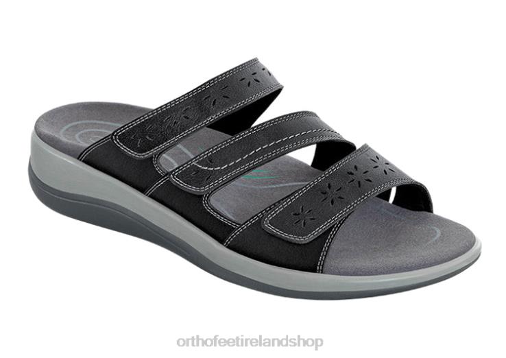 Women Orthofeet Sahara Black Sandals JR62224