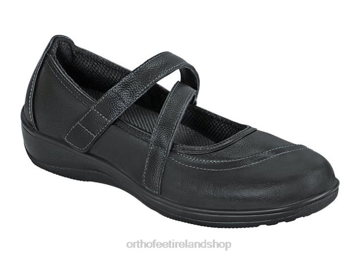 Women Orthofeet Celina Black Mary Jane Shoes JR622113