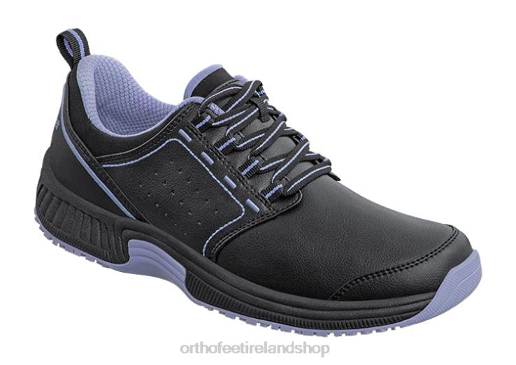 Women Orthofeet Talya Slip-Resistant Black Medical Shoes JR62261