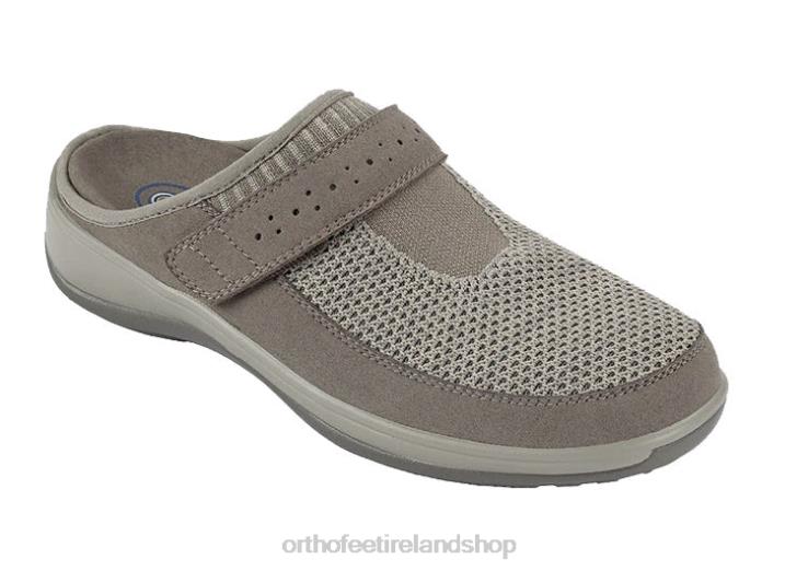 Women Orthofeet Louise Stretch Knit Beige Slippers JR622118