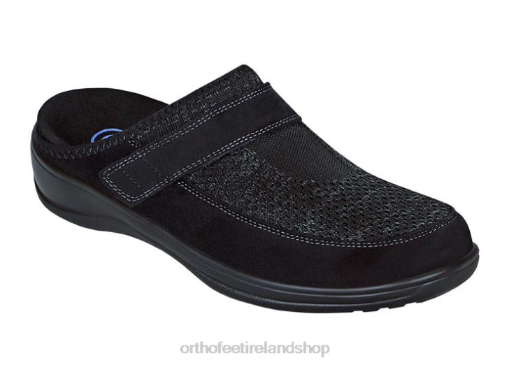 Women Orthofeet Louise Stretch Knit Black Slippers JR622117