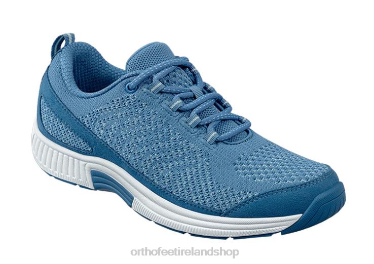 Women Orthofeet Coral Stretch Knit Blue Sneakers JR62246