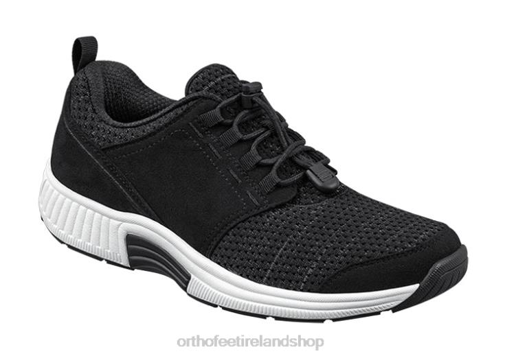 Women Orthofeet Francis No-Tie Black Sneakers JR62255