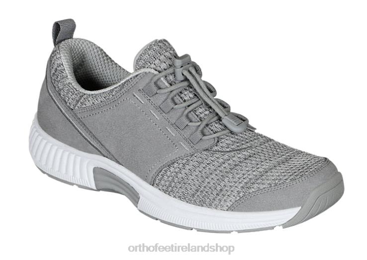 Women Orthofeet Francis No-Tie Gray Sneakers JR62256